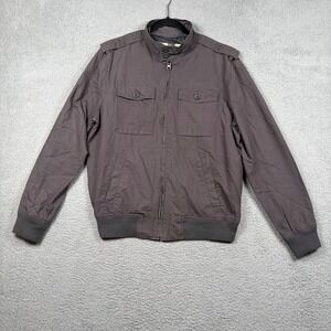 American Rag Men's M Military Bomber Jacket Gray Full Zip Cotton Utility Flight